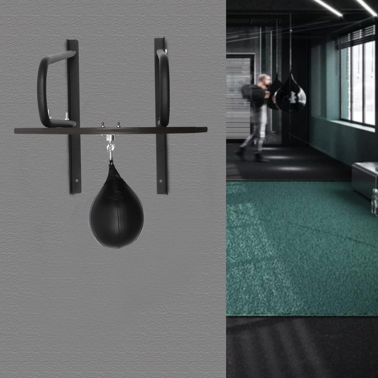 Speedball z uchwytem ściennym, gruszka bokserska z podstawką, urządzenie do fitnessu, uchwyt ścienny do boksu, treningu, koordynacji ręka-oko, regulowana wysokość 30 cm, w zestawie nadmuchiwany