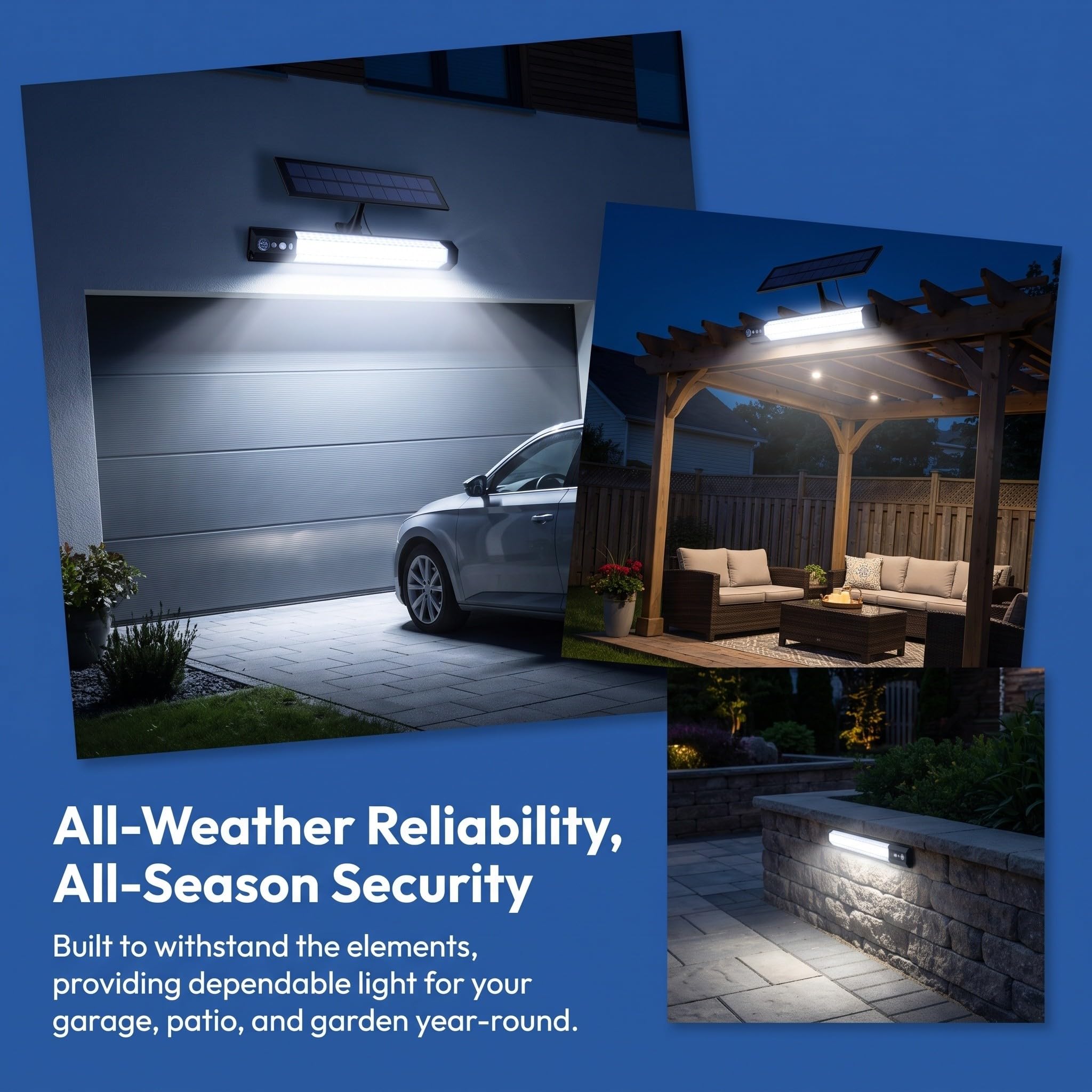 Artibetter Lampada da parete solare a LED per esterni - Lampada da parete lunga con sensore di movimento - Illuminazione impermeabile per giardino e corridoio, ideale per cortili, ingressi e tettoie.