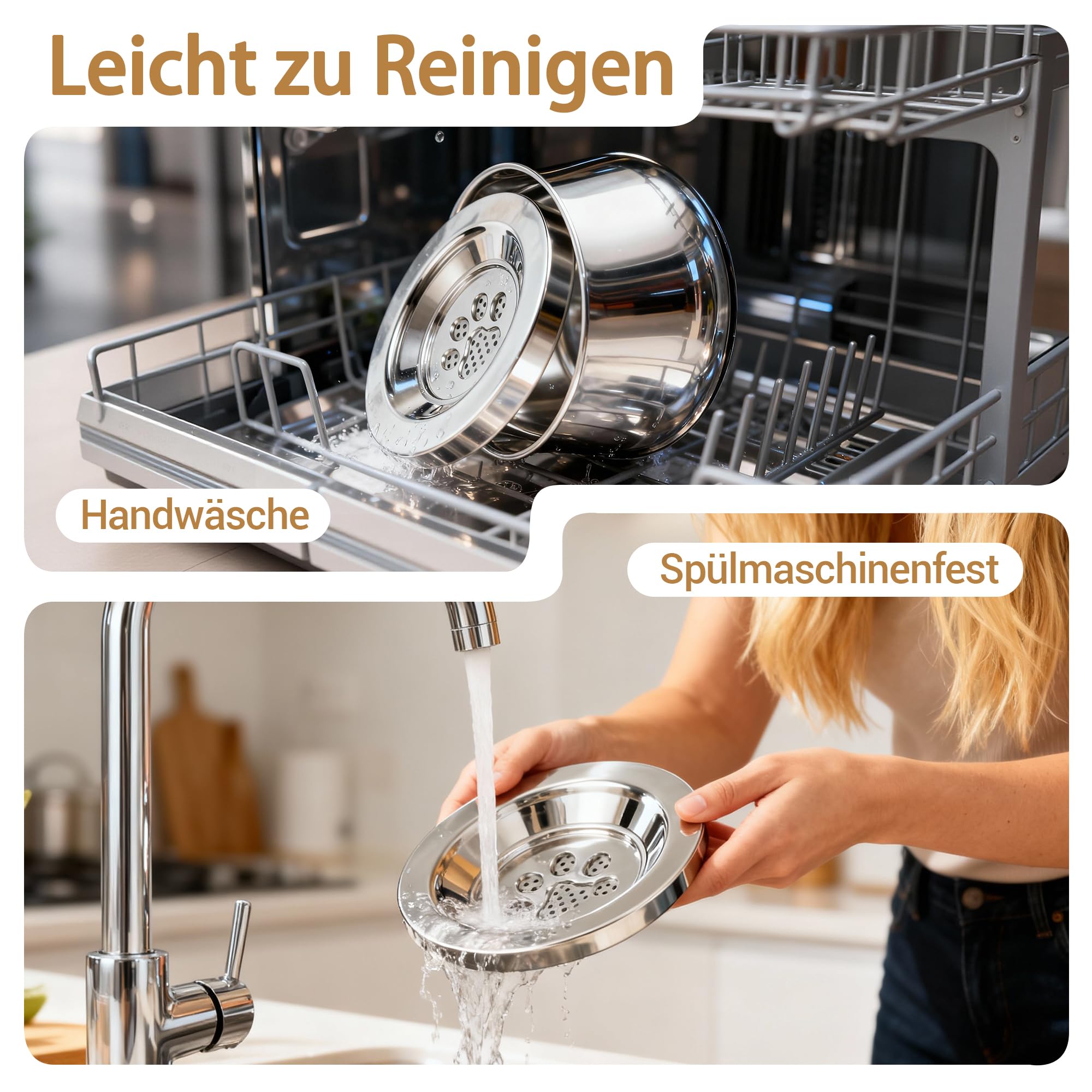 3L Wassernapf Hund ohne Sabbern, Doppelwandige Edelstahl Trinknapf Hunde, Anti Schlabber Hundenapf mit Rutschfester Boden, Auslaufsicher, Spülmaschinenfest (3L)
