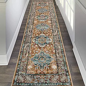 Pauwer Boho Hallway Runner Rug 2x8 Washable Entryway Area Rugs Non Slip Farmhouse Vintage Floor Mat Carpet Runner for Hallways Laundry Room Kitchen Bathroom Bedroom
