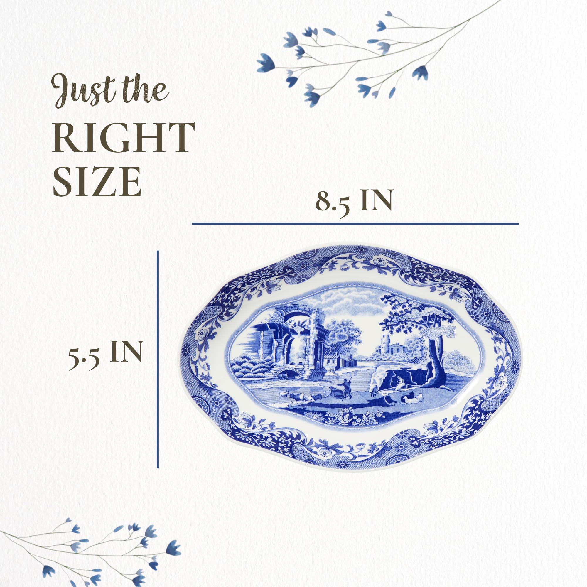 Spode Niebieskie Włoskie Naczynie do Marynowania i Serwowania Słodkich i Słonych Smakołyków - Wykonane z Delikatnej Porcelany, Nadaje Się do Kuchenki Mikrofalowej i Zmywarki