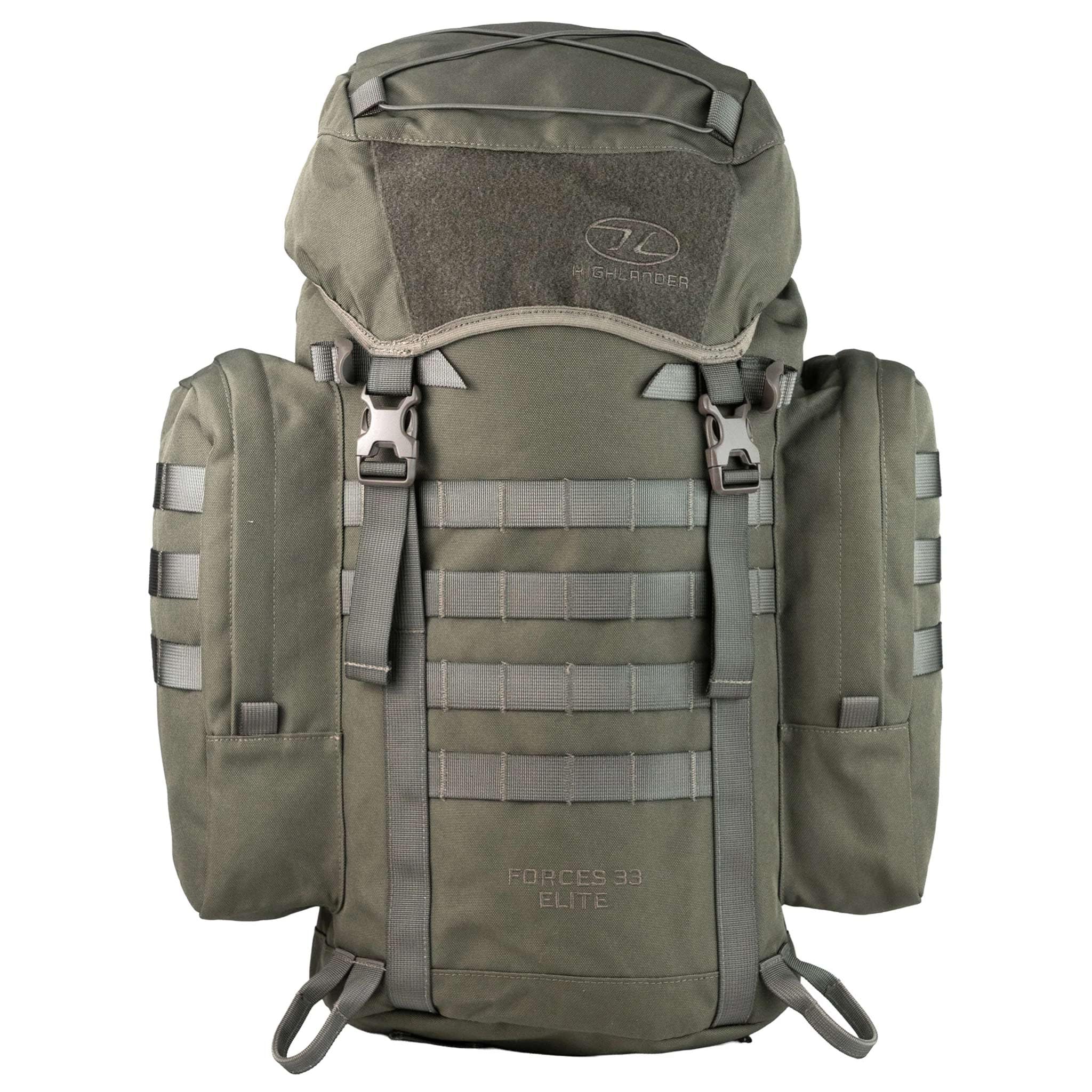Highlander Plecak Forces Elite 33L – wytrzymały plecak wojskowy, taktyczny, turystyczny, trekkingowy, kadet, plecak outdoorowy, z paskiem na talię, kieszenią na pokrywkę, wyściełany tył, kompatybilny