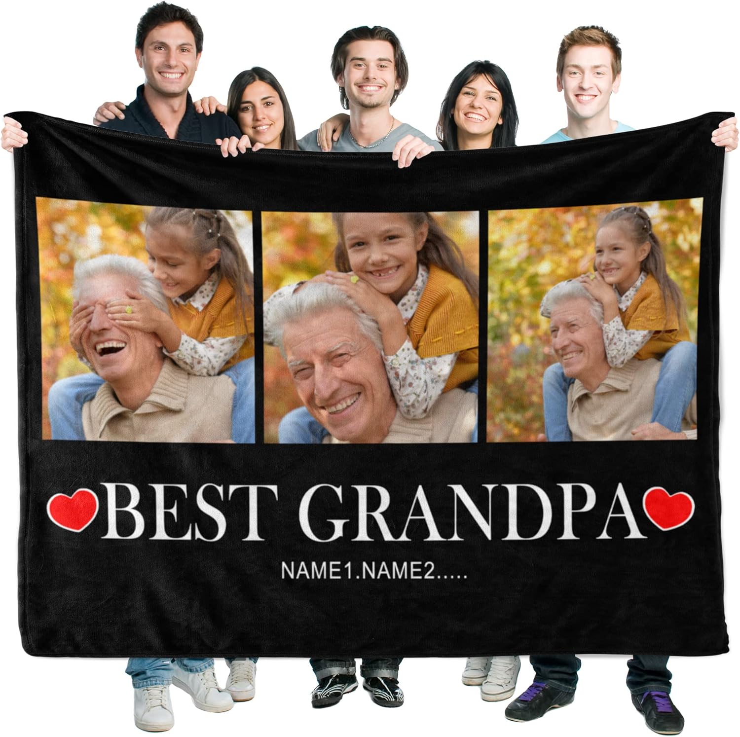 DIYKST Personalized Grandpa Blanket Father's Day Papa