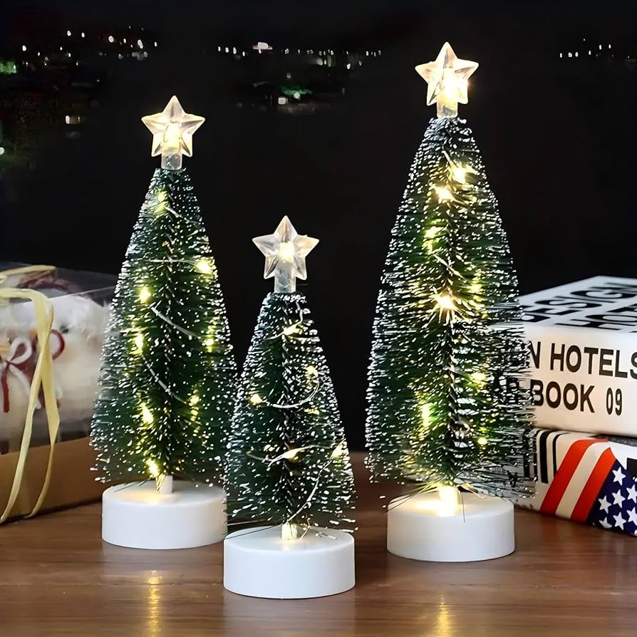 Amazon.com: Bottle Brush Christmas Trees, Set of 3 with LED