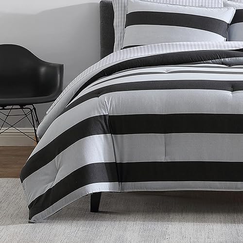 Miniatura 13 de Nautica - Juego de edredón tamaño Queen, juego de ropa de cama reversible de algodón, decoración del hogar de diseño para todas las estaciones (gris