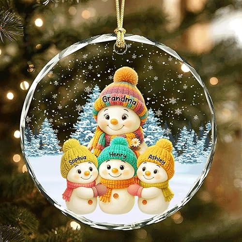 Miniatura 8 de DILYPOD Adorno de Navidad personalizado para abuelos 2025, adorno de muñeco de nieve personalizado de papá y nana con nombres de nietos, adorno de