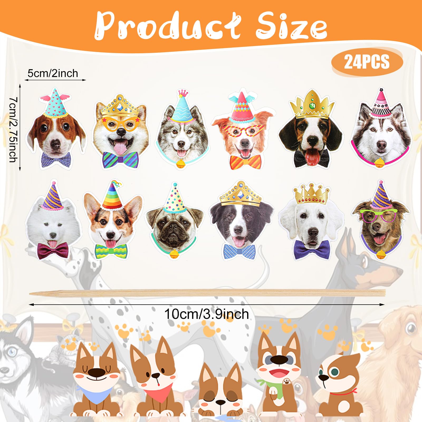 Amazon.co.jp: 犬用ケーキトッパー、犬の顔のカップケーキトッパー、犬