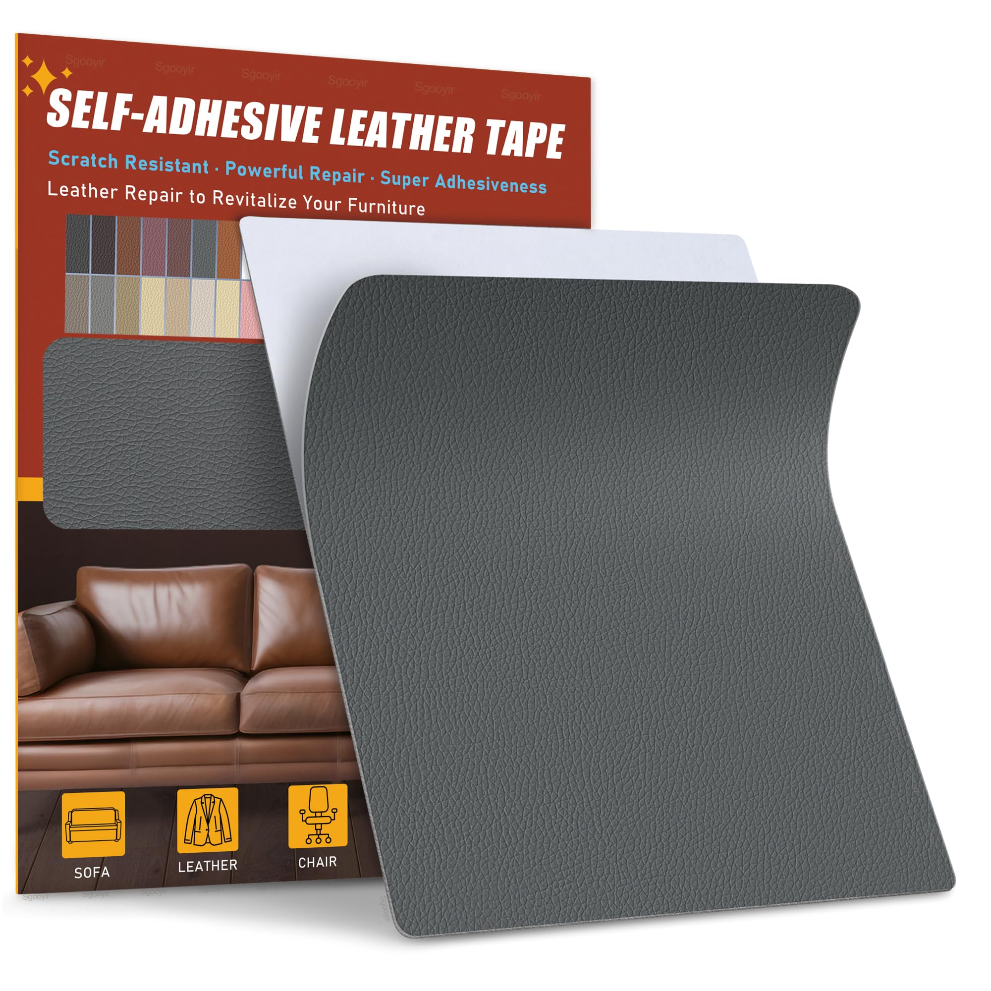Sgooyir Leder Reparatur Set, Kunstleder Selbstklebend, Kunstleder Reparaturset Flicken Selbstklebend Patch für Autositze, Sofa, Jacken, couch, MöbelV
