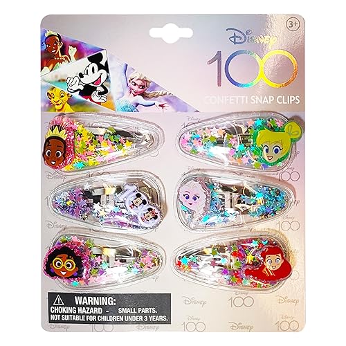 Miniatura 7 de LUV HER Disney 100 accesorios para el cabello para niñas, 6 pinzas para el cabello con figuras favoritas de Disney, pinzas mágicas de confeti para