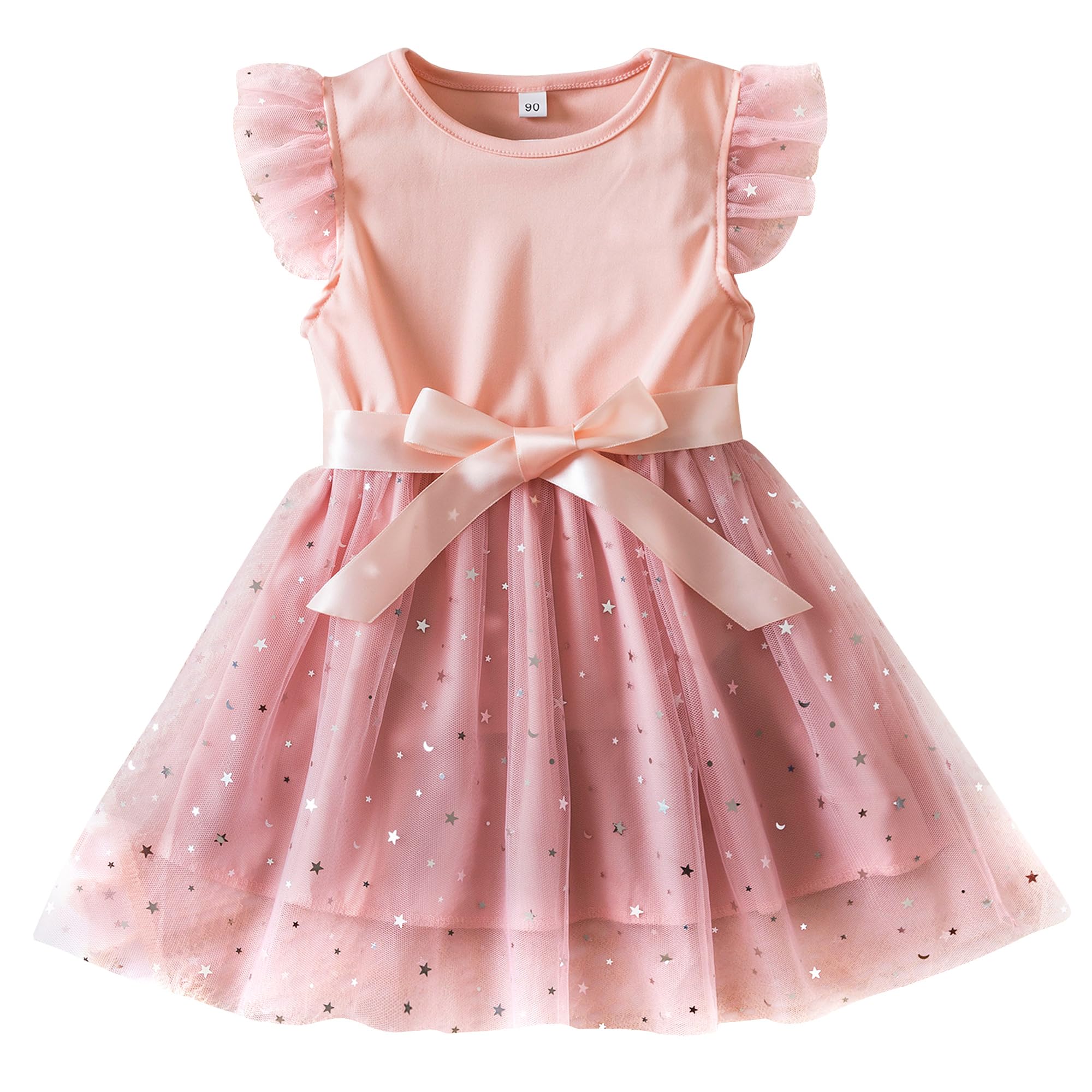 Happy Cherry Robe de Princess pour Petit Fille 1-6 Ans Robe avec Tulle Bébé Mariage Cérémonie Soirée Vêtements d'anniversaire Baptême