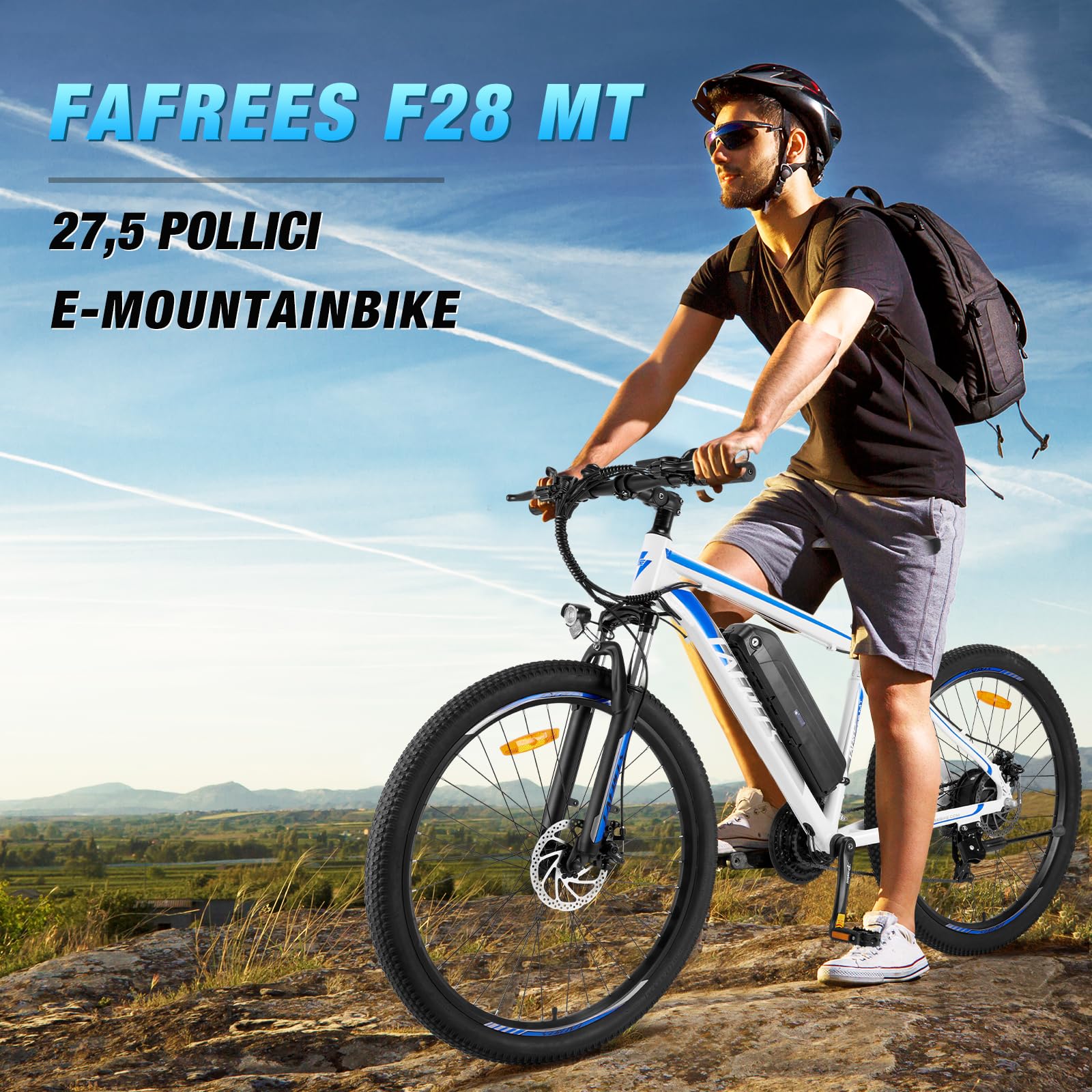 Fafrees Bici Elettrica Uomo Donna, 36V 14.5Ah Bicicletta Elettrica 27.5 Pollici, 250W Ebike MTB con 21 Velocità, Pedalata Assistita 100KM, F28 MT 2024 Nero