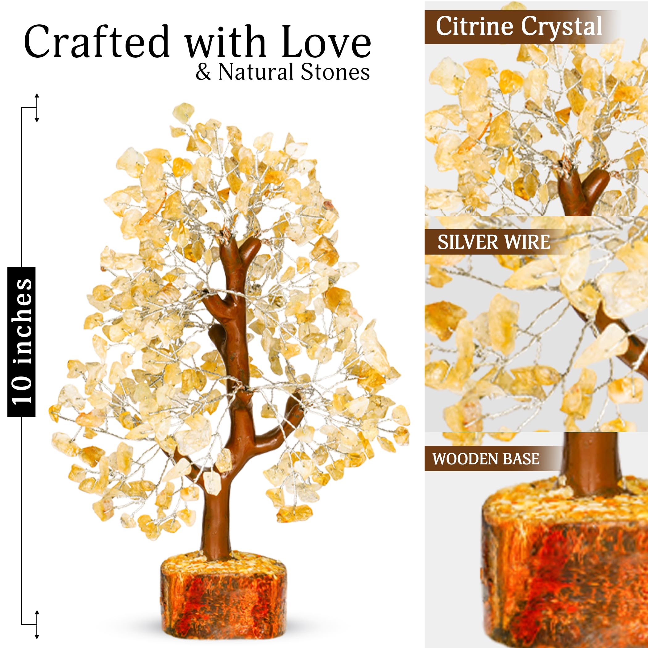 YATSKIA Citrin Kristall Stein,Kristalle Baum, Edelstein Baum, Bonsai Bäume, Baum für Zuhause, Kristall Baum des Lebens, Meditationszubehör, Kristallbaum für Positive Energie, Arbol De La Abundancia