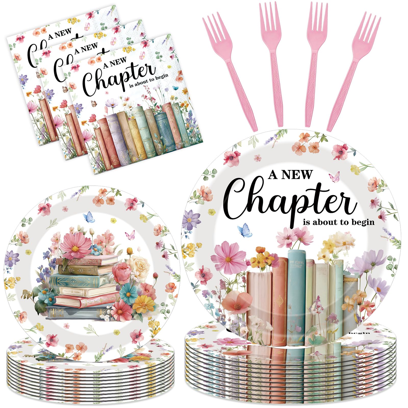 A New Chapter Begins Decorations - 96 Pcs Storybook Baby Shower