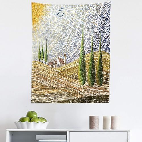 Miniatura 228 de Ambesonne Tapiz gótico, patio con hiedra encantada en la puerta antigua al bosque, colgante de pared ancho para dormitorio, sala de estar, 2-Verde