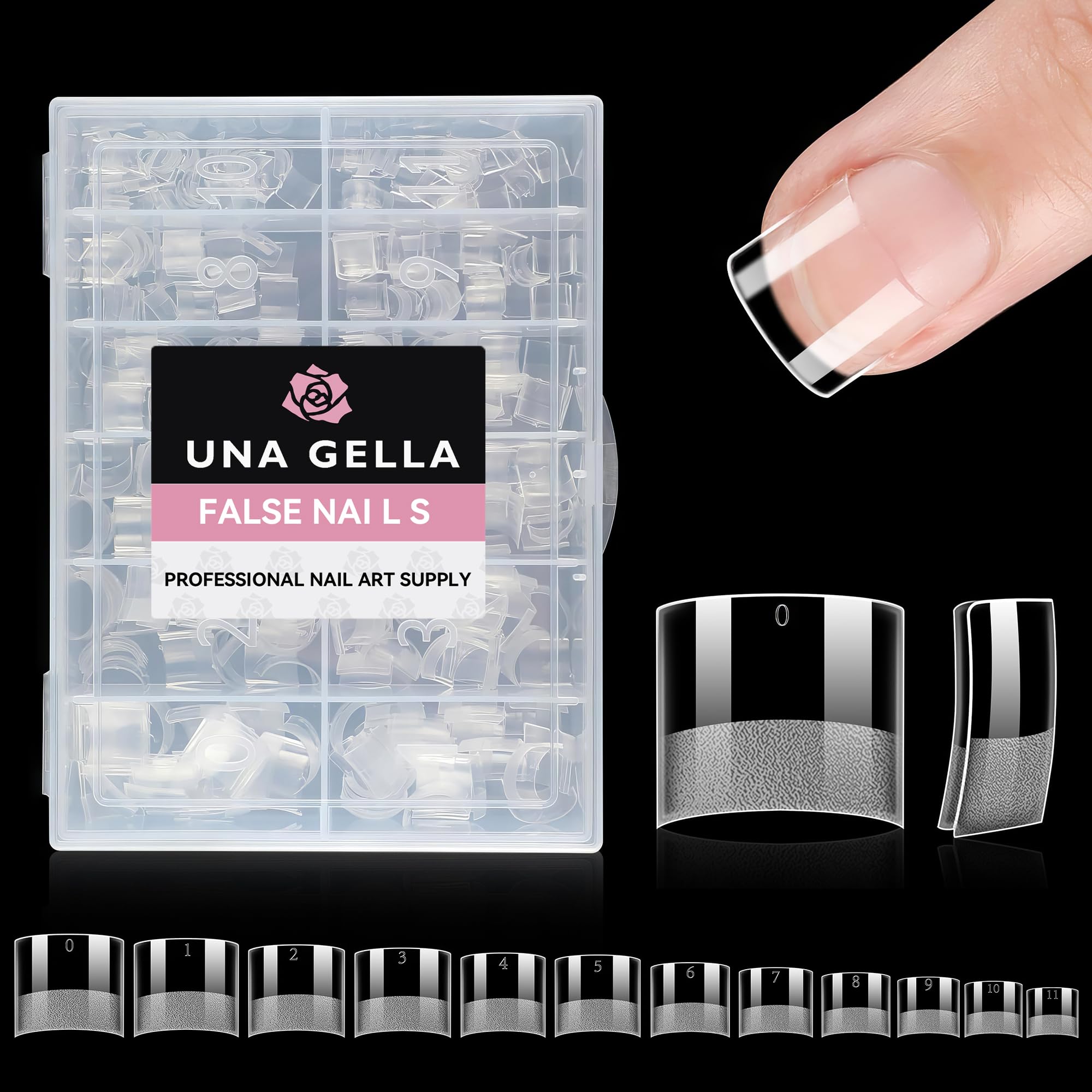 UNA GELLA Extra Short Square Fake Nails 504pcs Half Cover Press on Nails Pre-shape Gel Nail Tips for Acrylic XS Square Nails False Nails For Nail Extension Home DIY Nail Salon 12 Sizes Gelly Tips