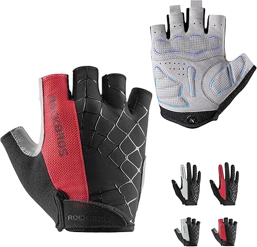 ROCKBROS Guantes de ciclismo para hombre con almohadilla SBR, antideslizantes, transpirables para primavera, deportes de otoño