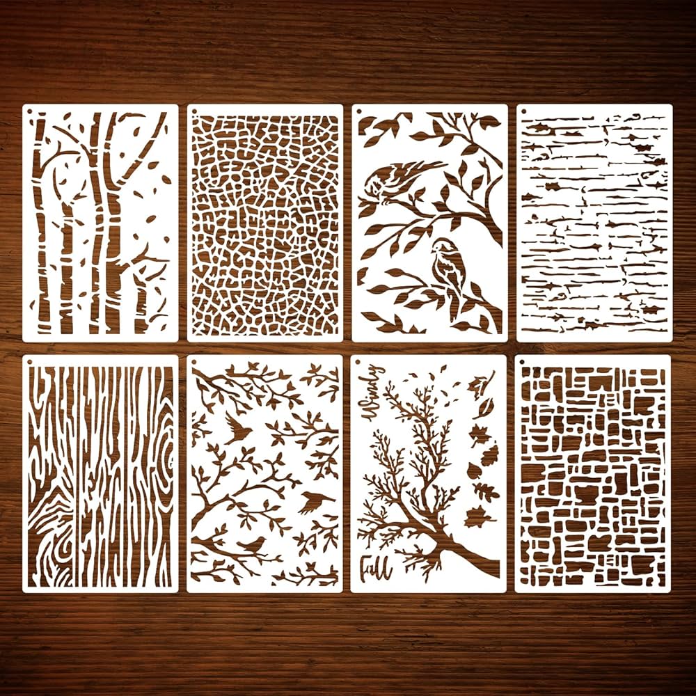 100 Plantillas Reutilizables Para Pintar Y Manualidades | Diseños Flores, Hojas Y Pájaros | Tamaño 5x5 Cm | Incluye 6 Anillas Metálicas