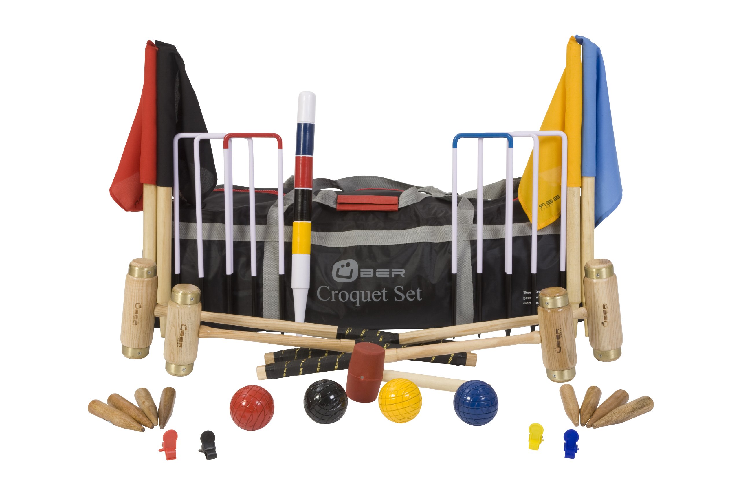Uber Games Junior Executive Krocket Set, 6 Tore, Metalltore, Holzkugeln