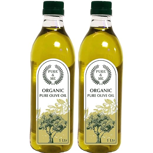 Pure & Me Pure Olive Oil- Ideal for All Indian Cooking- Suitable for Deep Frying - 1L Pack of 2