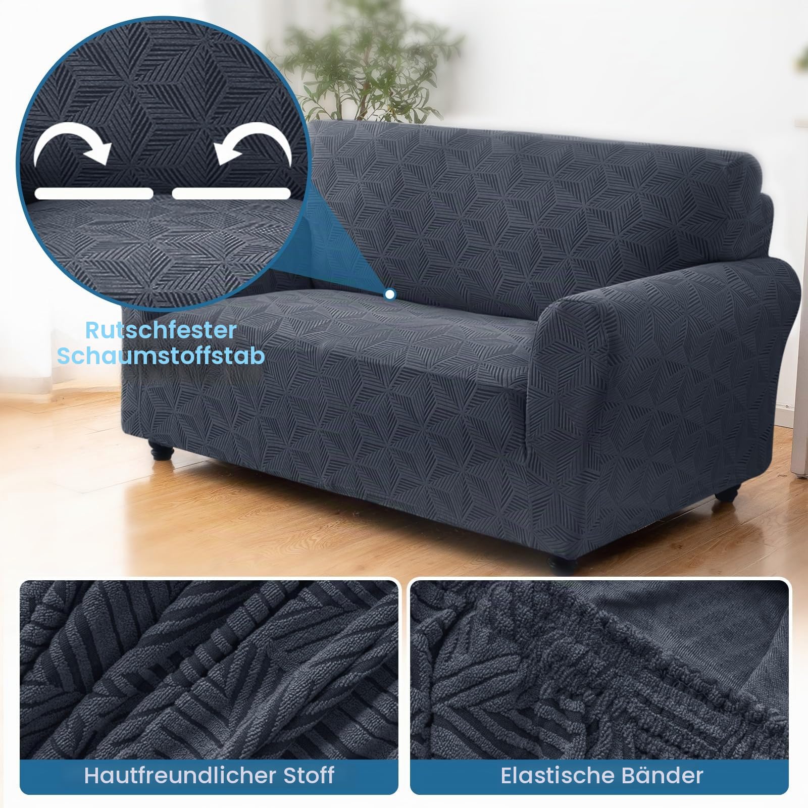 Ystyle Universal Sofa Überzug 3 Sitzer mit Armlehne, Dunkel Grau | Weicher Stretch Sofabezug, Couchbezug Kratzfest Rutschfest, Strecken Sofaüberwürfe, Sofaschoner Waschbar für Wohnzimmer
