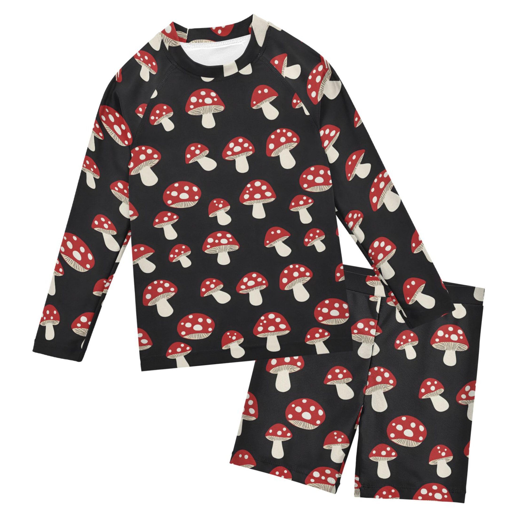 Red Mushroom Baby Boys' Toddler Long Sleeved Rashguard Swim Bathing Suit Set B0403666
