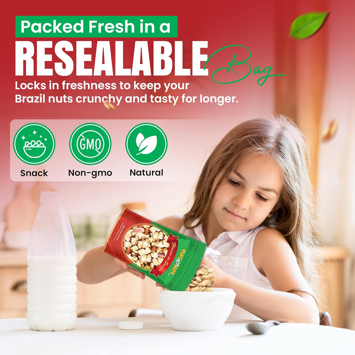 Raw Brazil Nuts Halves - 5 Pounds, Natural, Unsalted, Shelled, No Preservatives, Kosher Certified- Natural, Fresh, Healthy Diet Snacks for Kids and Adults-by We Got Nuts