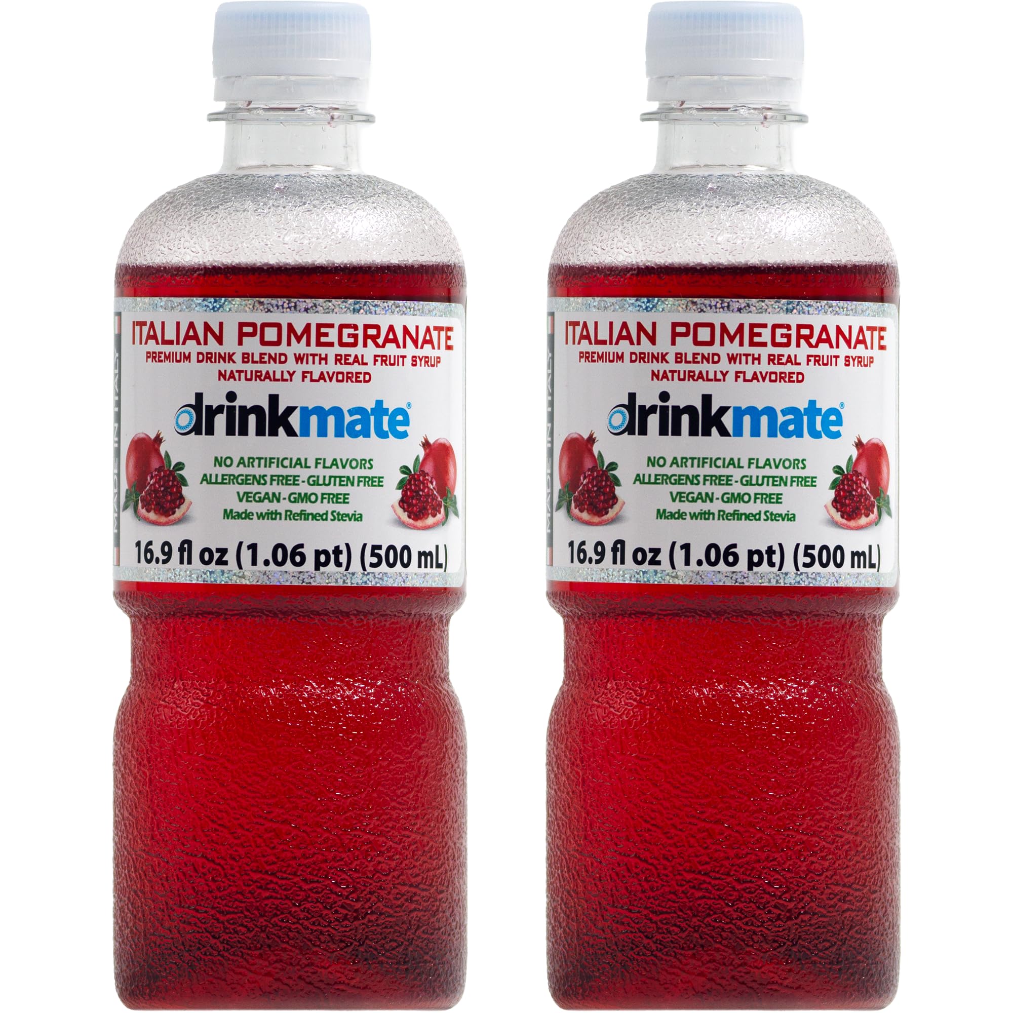 Drinkmate Premium Beverage Flavor Syrup, Made in Italy, Pomegranate Flavor, Low Sugar, Low Calories, 16.9 Ounces (Pack of 2)