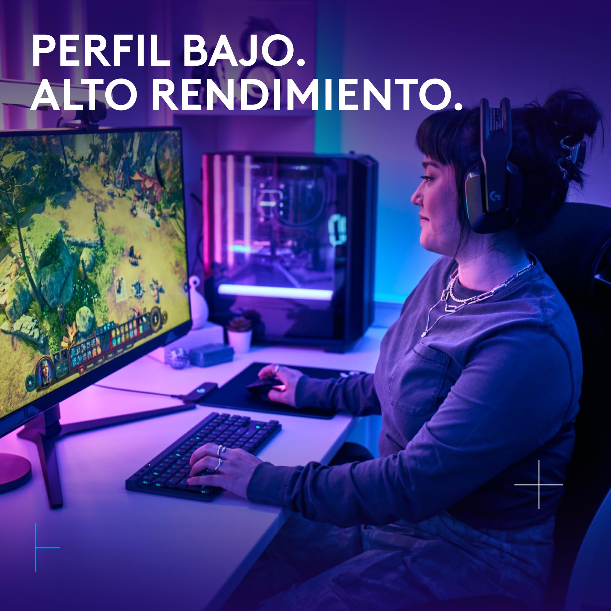 Logitech G G515 Lightspeed TKL de Perfil bajo Teclado para Gaming inalámbrico, RGB LIGHTSYNC, diseño Fino sin Teclado numérico, Teclas de PBT, interruptores mecánicos táctiles, US INT'L - Negro