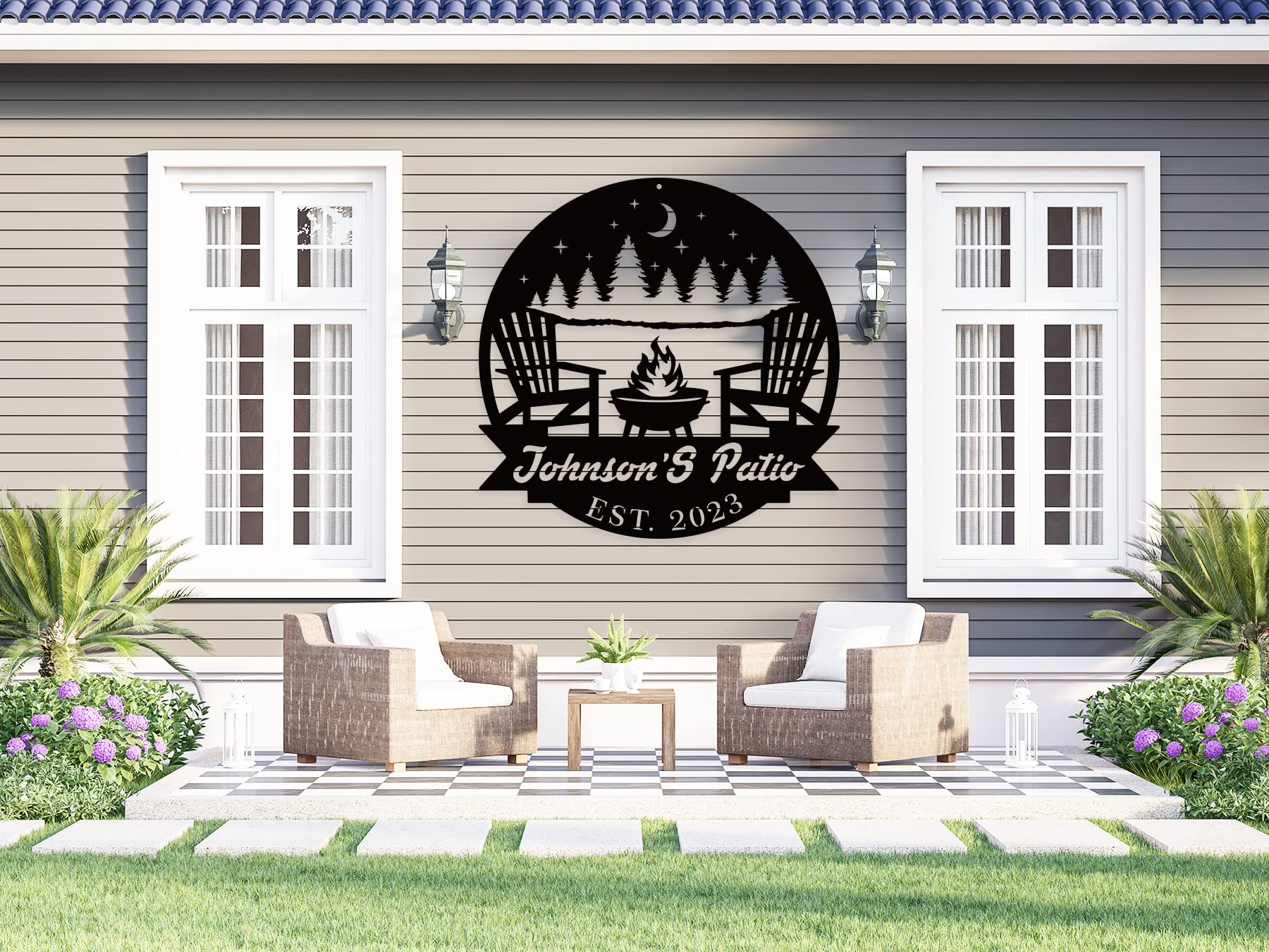 Welcome Sign Sign Welcome To Our Patio Metal Wall Sign - Black Outdoor ...