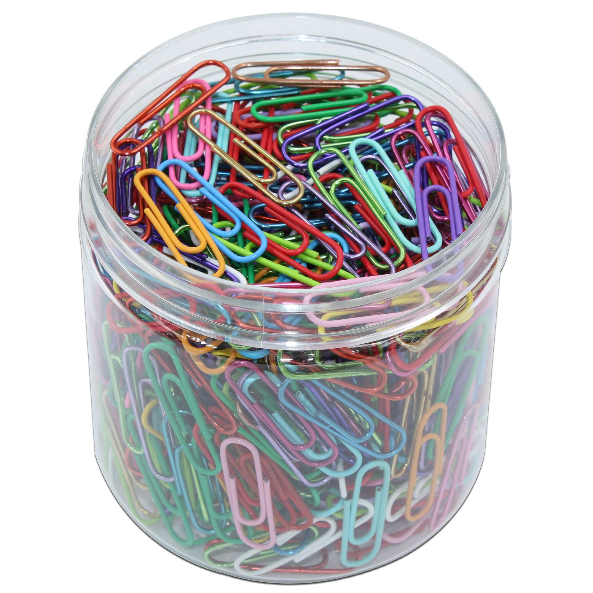 OKVGO Coloured Paper Clips with Plastic Box Plastic Coated Metal Paper Clamps for Office Stationery 33mm 16 Colors (500)