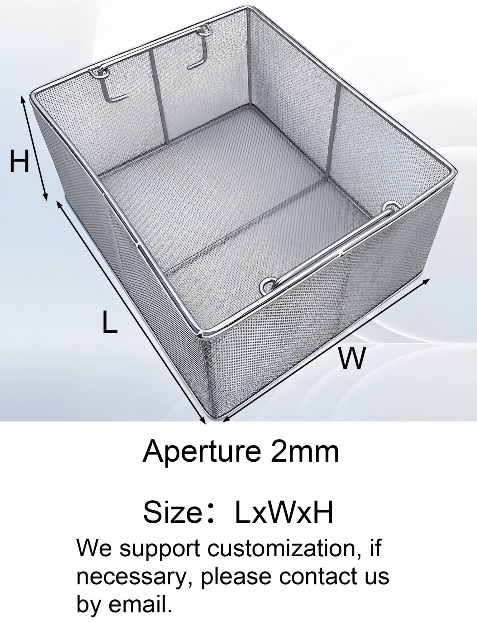 Cestino per sterilizzazione in acciaio inox 304 resistente, vassoio per strumenti chirurgici e contenitore medico per strumenti dentali, design a rete di precisione (60 x 40 x 20 cm)