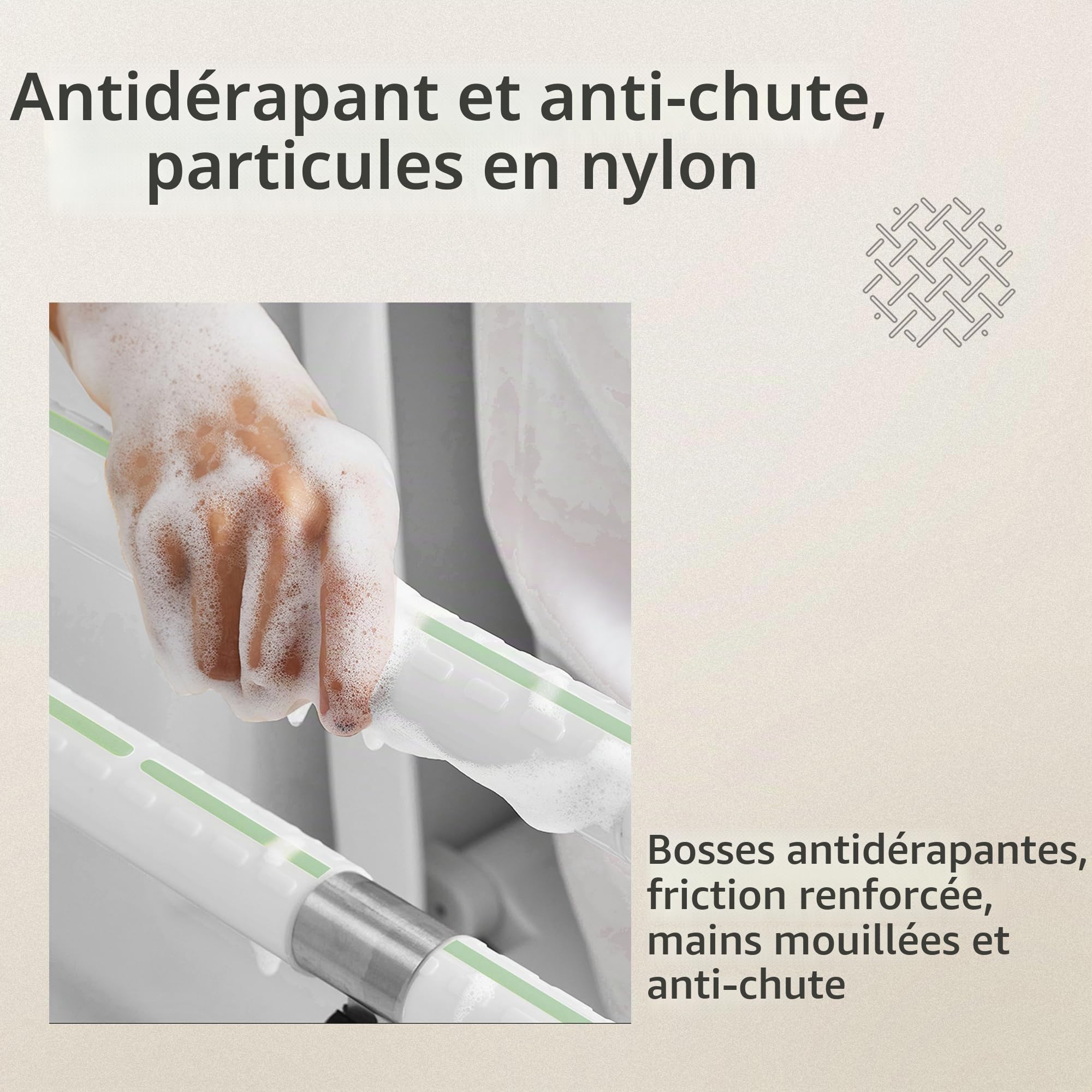 Barre Dappui Wc Handicapé,Poignée de Support Pliable Antidérapante,Acier INOX de Salle de Bain Barre de Douche Poignée de Support de Sécurité pour Personnes âgées et Enceintes 250~300 KG