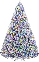 Vista 91 de Yaheetech 7.5ft Pre-lit Spruce Artificial Christmas Tree Snow Flocked Hinges Tree with 550 Multicolor LED Lights & 1284 Branch Tips & Metal Stand