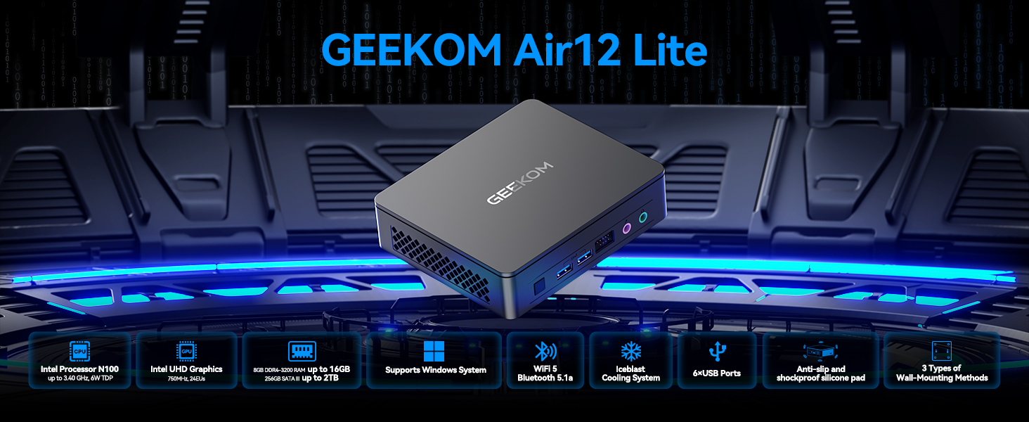 Amazon.com: GEEKOM Air12 Lite Mini PC,with Intel 12th Gen Alder