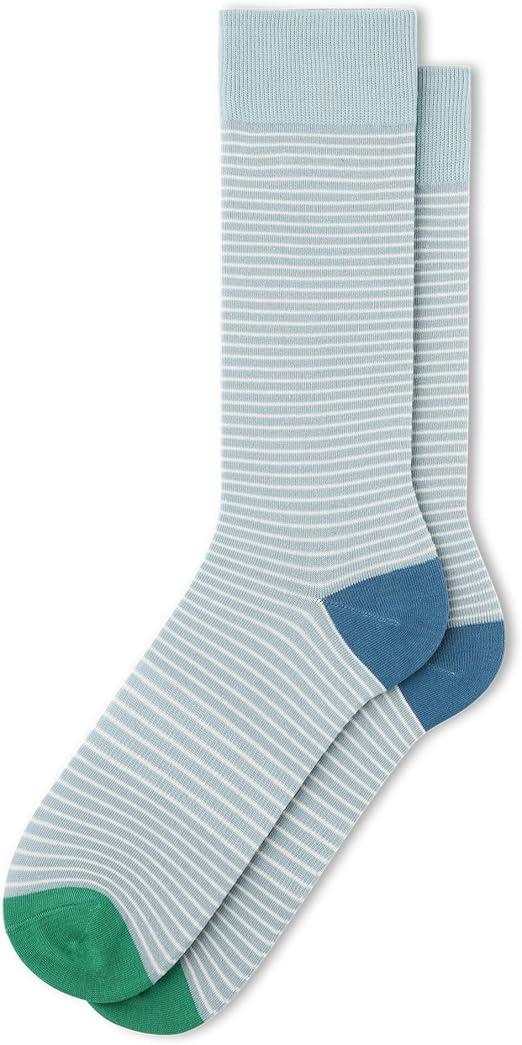 FUN Socks Men's FUNdamental Stripe Cotton Crew Socks in Aqua, Blue, Green at Amazon Men’s