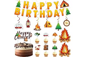 52 Pcs Camping Birthday Party Decorations