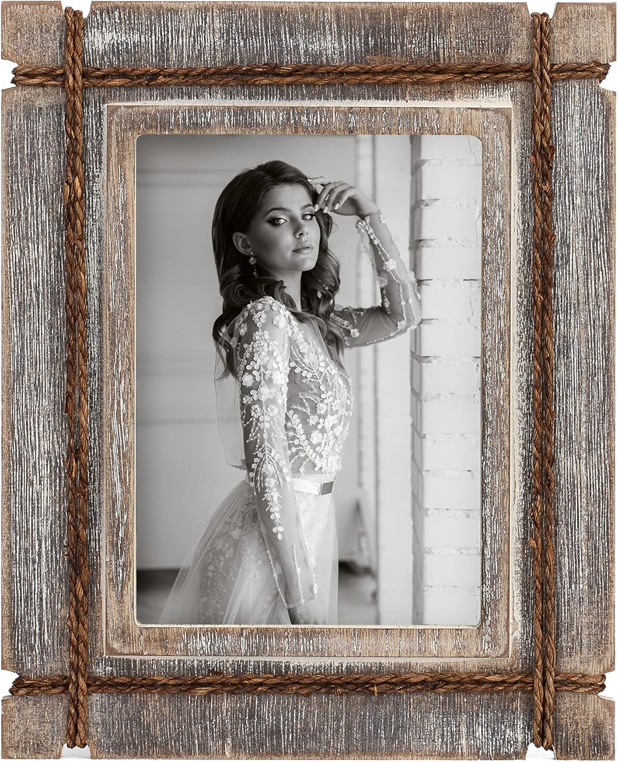 AKRILANE 4x6 Picture Frame Wood Rustic Decorative...