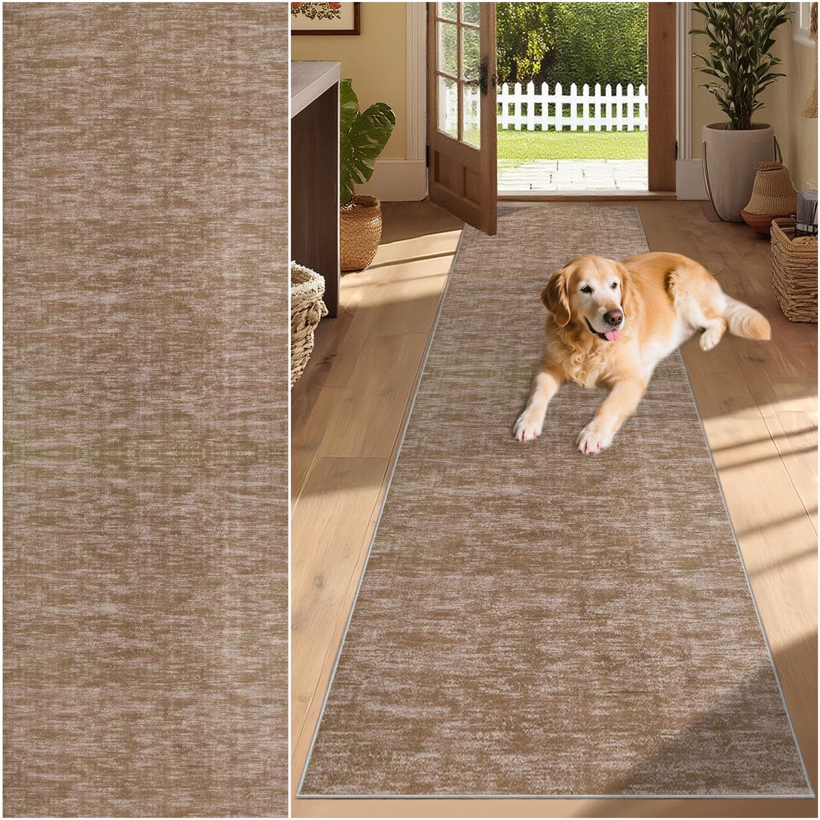 SUNMME Runner Rug for Hallway 90 x 150 cm Washable Non Slip Rubber Backing Carpet for Kitchen, Autumn Soft Faux Wool Low Pile Bedroom rug, Floor Mat for Entrance Passage Entryway Brown โ image 1