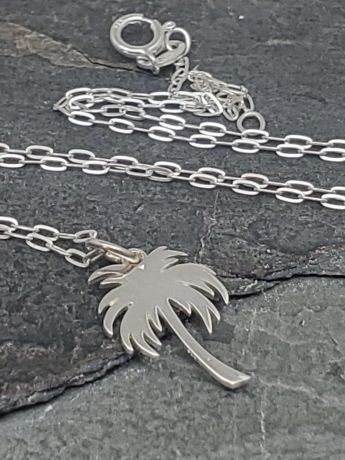 EnCharmed Sterling Silver Palm Tree Cutout Flat Charm Necklace, Tropical Beach Pendant Jewelry, 18" - Image 3