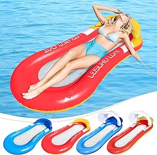 Sfee Pool Floaties for Adults, Pool Lounger with Headrest Stable Relaxing Inflatable Floating Pool Chair Rafts Portable Water Hammock Recliner for Swimming Pool, Beach, Lake for Adults