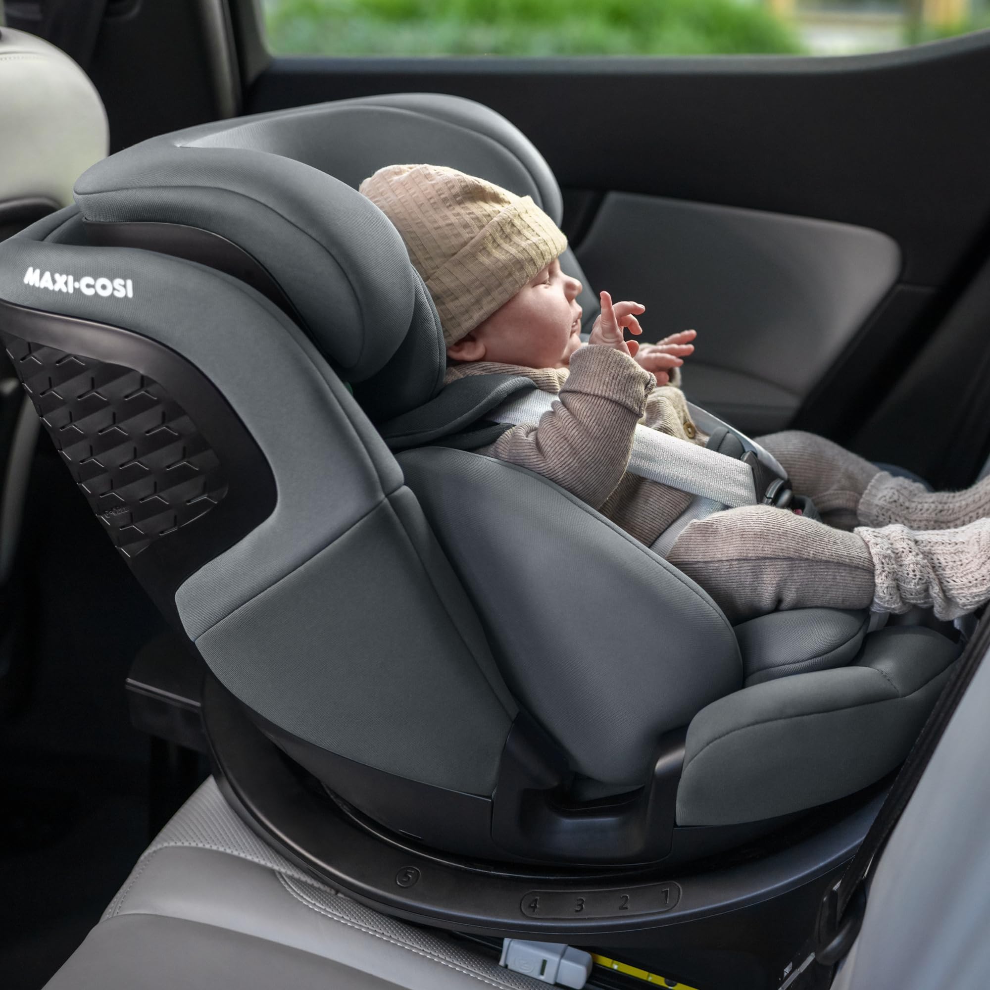 Maxi-Cosi Emerald 360 S i-Size, Seggiolino auto girevole 360, 0-12 anni (40-150 cm), Seggiolino auto neonato, 4 posizioni reclinate, Protezione dagli impatti laterali G-CELL, Tonal Black