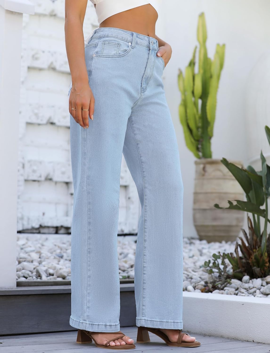 Womens Jeans High Waisted Straight Leg Loose Stretchy Lightweight Tummy Control Trendy Jeans for Women 2025 - Image 3