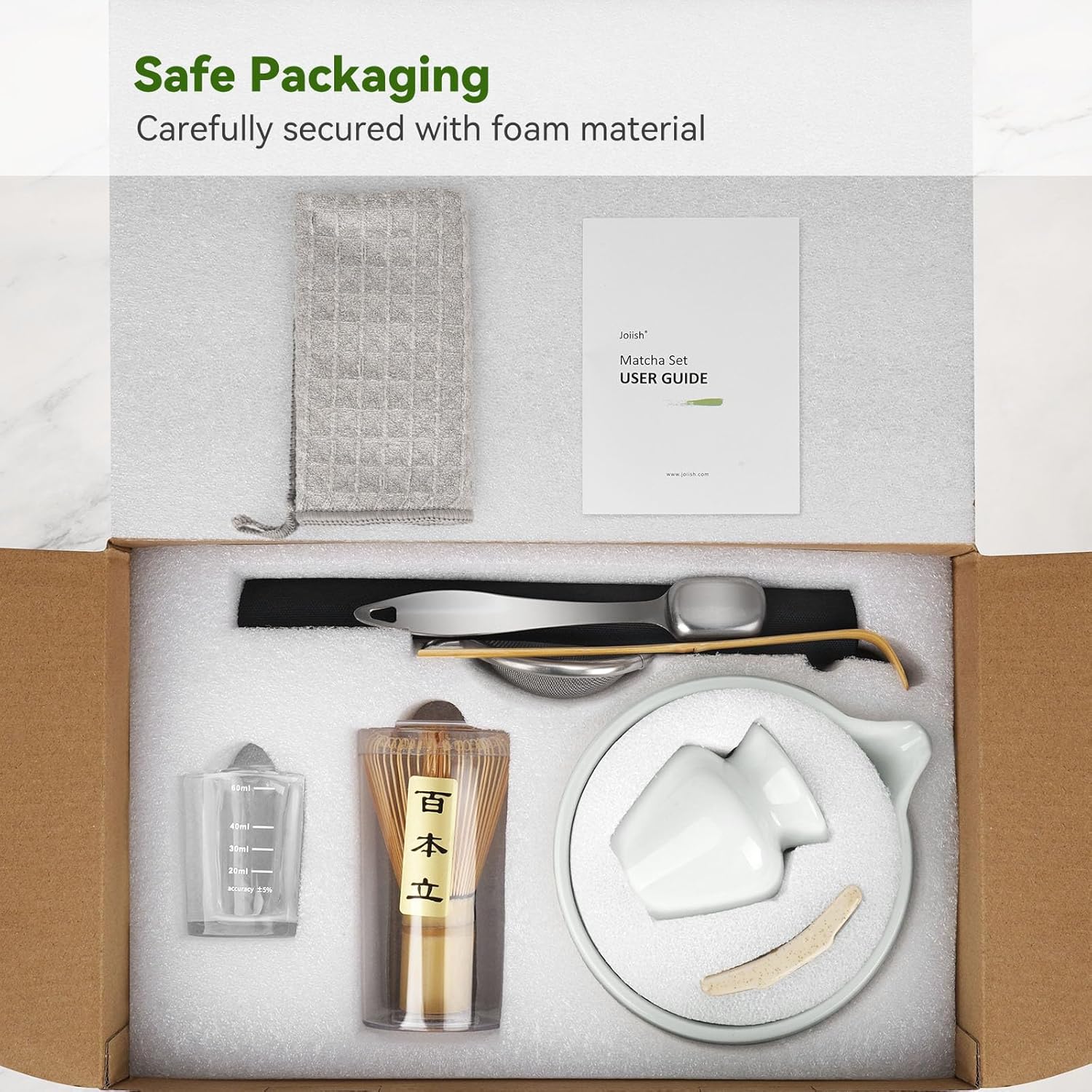 Matcha Whisk Set, 10-Pcs Matcha Kit, Bamboo Whisk and Bowl with Spout & Measuring Spoon & Cup, Japanese Macha Tea Making Tools Gift, Grey - Image 6