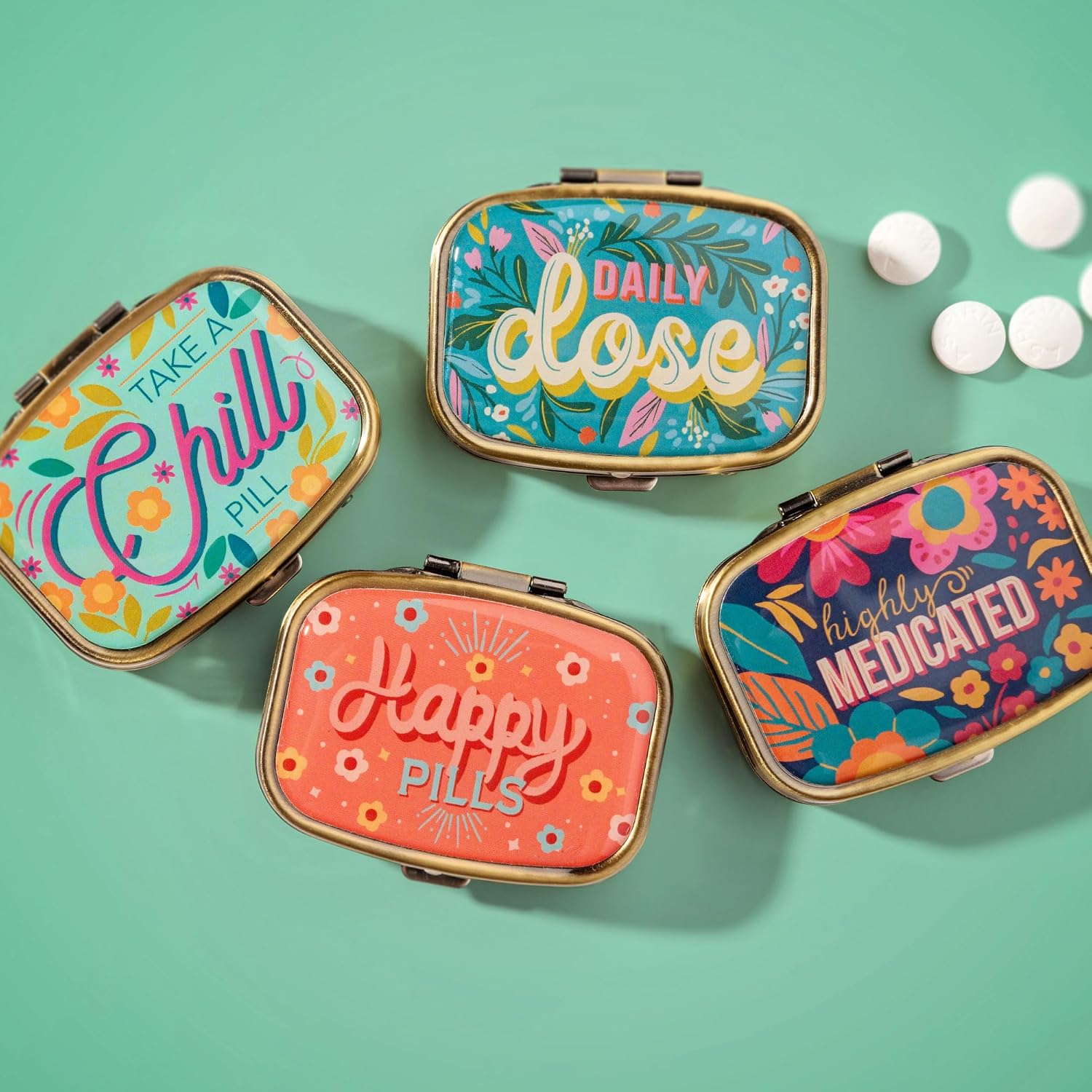 Karma, Chill Pill Organizer Travel Friendly Portable Compact Pill Box, Pill Container to Hold Meds, Vitamins, Supplements for Purse/Pocket, Chill Pill