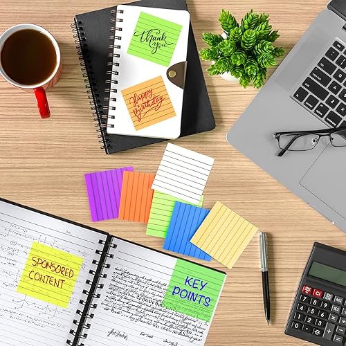 Miniatura 9 de Notas adhesivas transparentes forradas de 3 x 3 pulgadas, multicolor, 300 hojas y 800 hojas multicolor de 3 x 3 pulgadas, notas adhesivas