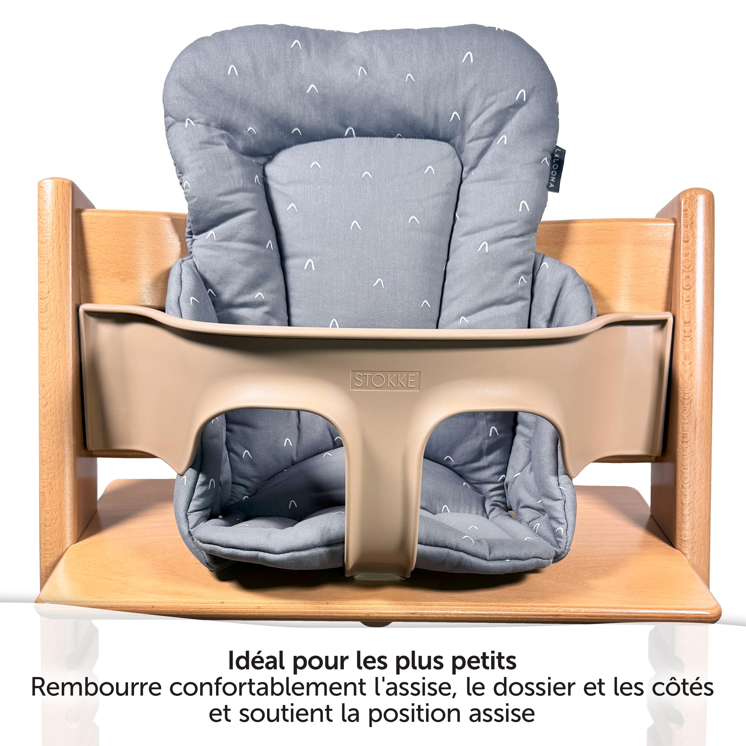 LaLoona Reducteur Chaise Haute pour Chaise Haute Bébé Stokke Tripp Trapp - Coussin Assise Bebe Moelleux, Certifié OEKO-TEX Standard 100, Agréable pour la Peau, Lavable en Machine - Gris