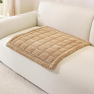 OstepDecor Chair Cover for Dogs, Couch Arm Cover, Sofa Headrest Covers Pet Friendly, Thick Soft Sofa Slipcovers Cushion Protector for Recliner Loveseat Leather L Shaped Sofa (27.6" x 27.6", Khaki)