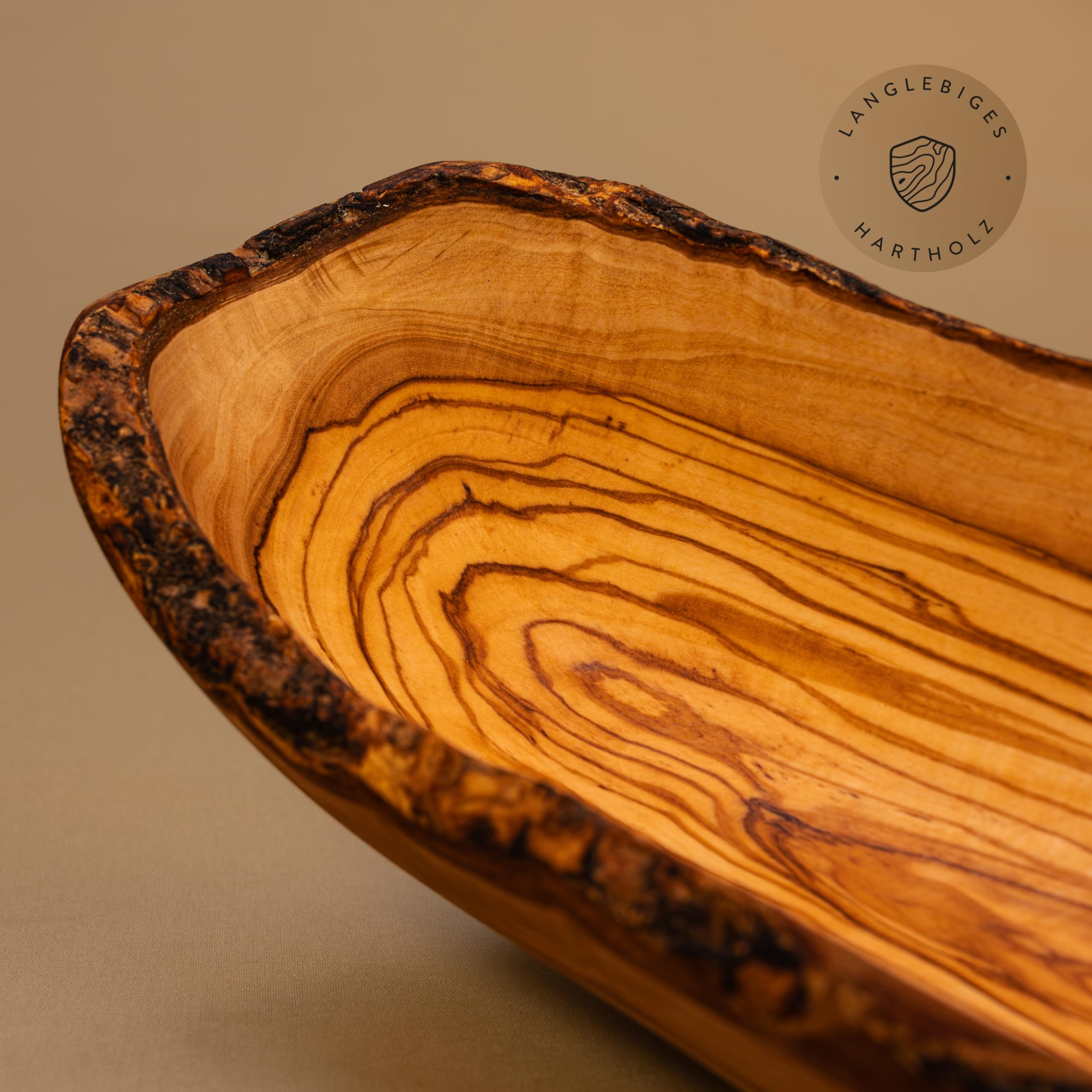 Olivenholz-Schale, Baguette Coque , Oblong Coupe Naturelle Ab 20cm - 40cm