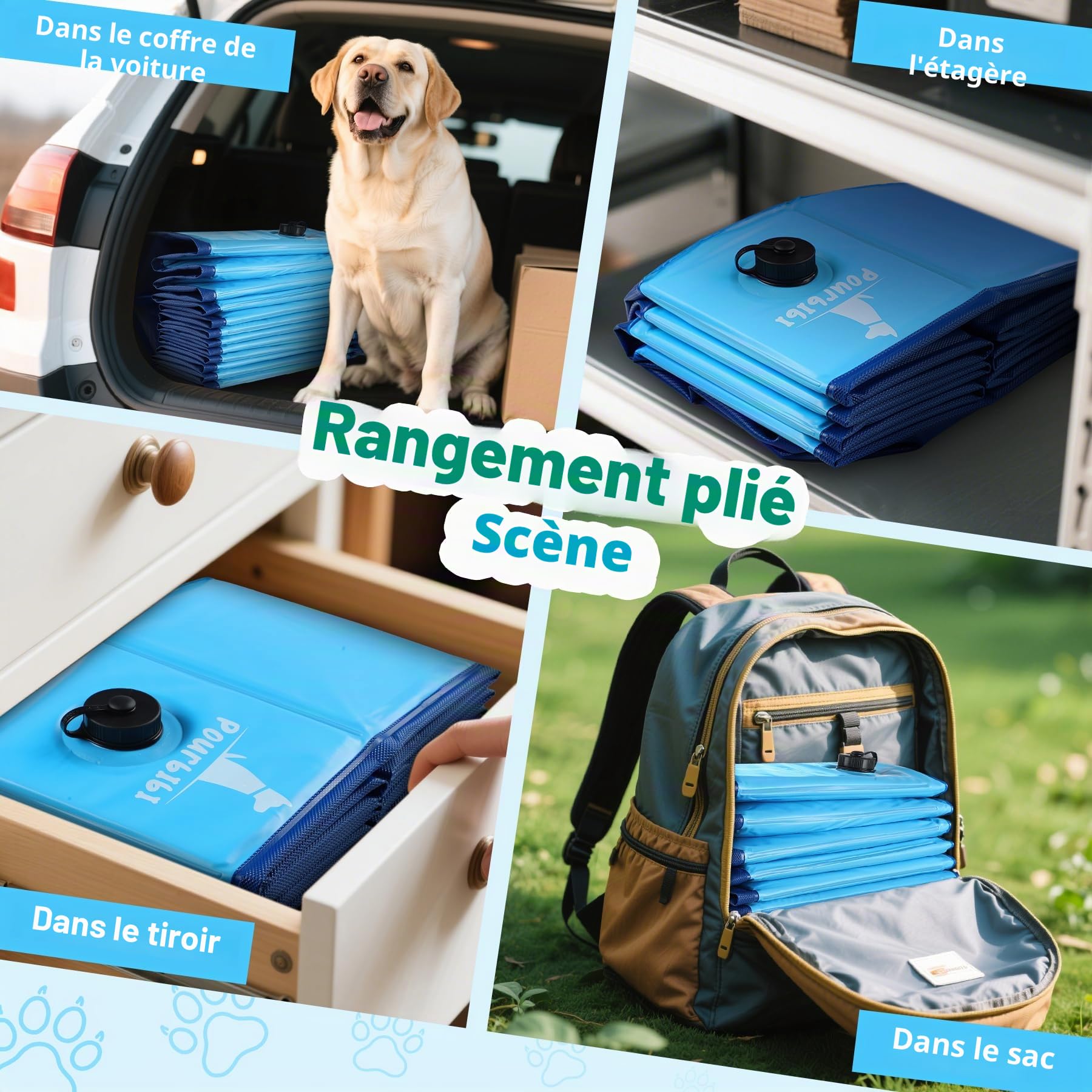 Pourbibi Piscine pour Grands Chiens, Bassin De Baignade Pliable pour Chien, Baignoire pour Chien Antidérapante, Pataugeoire pour Enfants Et Chiens, 120 X 30 Cm