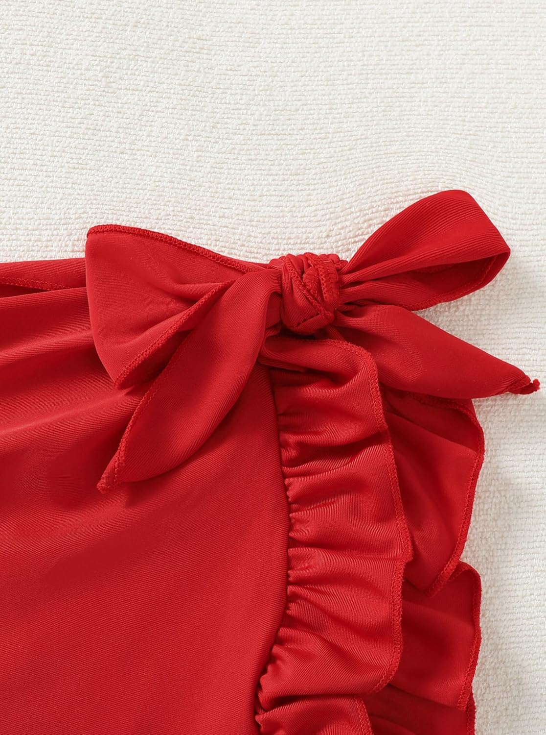 Girls One Piece Swimsuits Ruffle Sleeve Strawberry Bathing Suits with Wrap Swim Skirt Cover Up